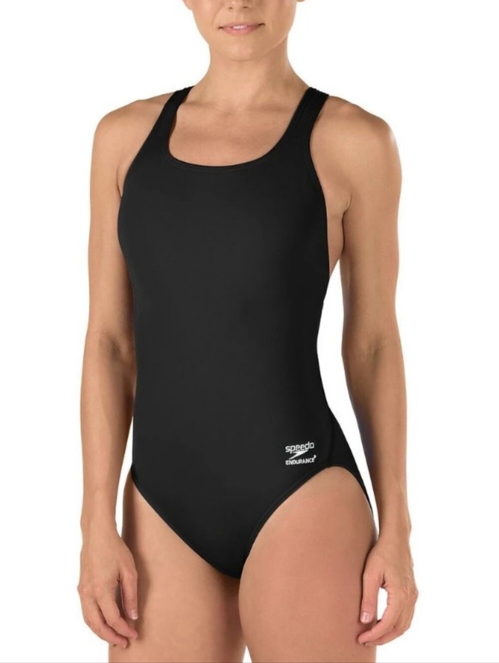 Speedo Black Racerback Endurance+ One-Piece Swimsuit. Sz 12 NWT